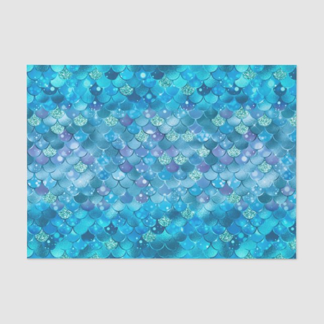 Mermaid Pattern Türkise Blue Scales Design Kunst Seidenpapier (Vorderseite)