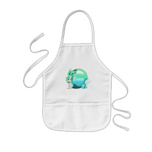 Mermaid Pearls and Scales Monogram Green ID600 Kinderschürze