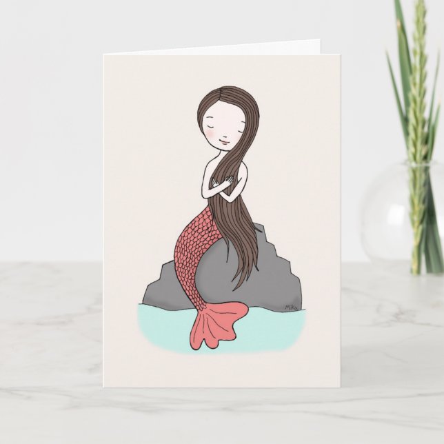 Mermaid Penser De Vous Carte Mermaid Love Card (Devant)