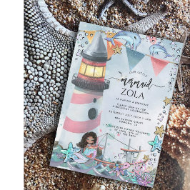 Mermaid Pink Blue Birthday Party Einladung