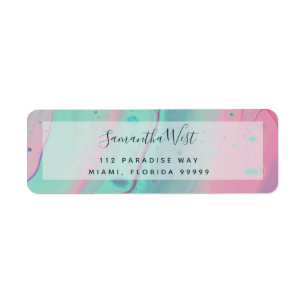 Mermaid Pink Blue Marble Rücksendeadresse Etikett