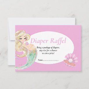 Mermaid Pink Diaper Raffle-Karte für Babydusche Einladung