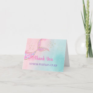 Mermaid Pink Gold Geburtstag Dankeskarte