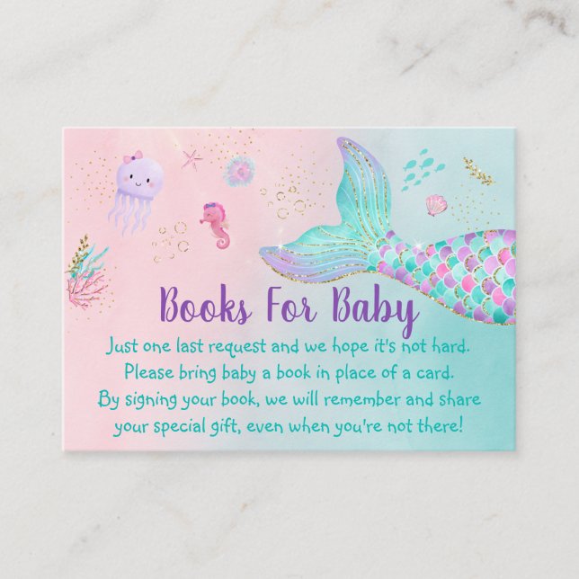 Mermaid Pink Gold unter dem Sea Baby Book Request Begleitkarte (Vorderseite)