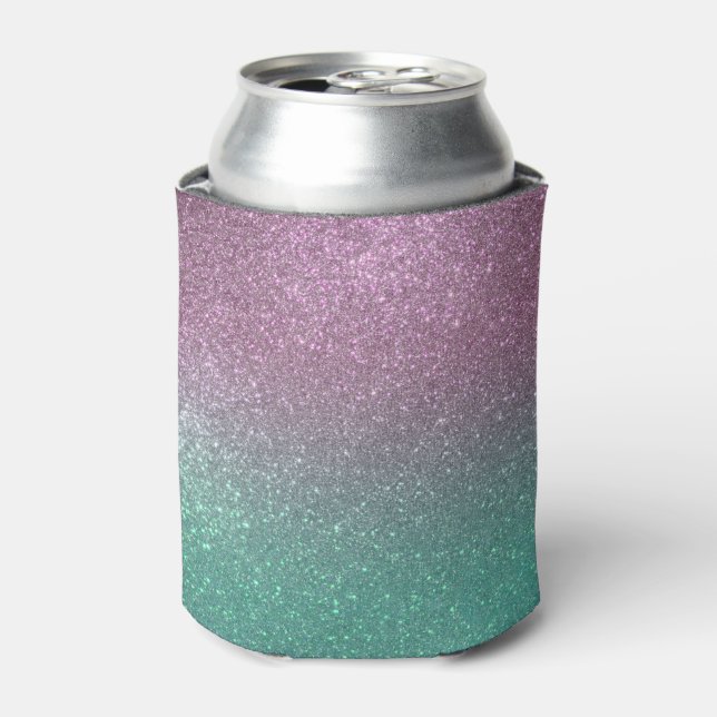 Mermaid Pink Green Funkelnd Glitzer Ombre Dosenkühler (Kanne Vorderseite)