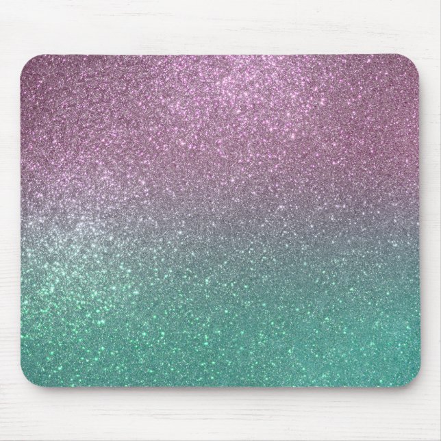 Mermaid Pink Green Funkelnd Glitzer Ombre Mousepad (Vorne)