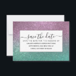 Mermaid Pink Green Funkelnd Glitzer Ombre Save The Date<br><div class="desc">Dieses elegante und schicke Print ist perfekt für das trendige Girly. Es zeigt ein Imitat gedruckt funkelnd Meerjungfrau rosa und grün Glitzer ombre Farbverlauf. Es ist mädchenhaft, hübsch, glamourös, niedlich und cool. ***WICHTIGE HINWEIS FÜR DESIGN: Für individuelle Designanfragen, wie z.B. passende Produktanfragen, Farbänderungen, Platzierungsänderungen oder andere Änderungswünsche, klicken Sie bitte...</div>