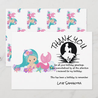 Mermaid Pink Lila Geburtstagsparty Danke Einladung