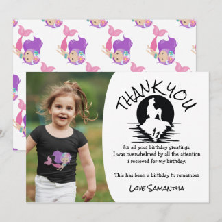 Mermaid Pink Lila Geburtstagsparty Danke Einladung