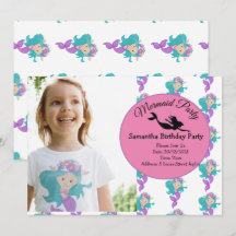 Mermaid Pink Lila Geburtstagsparty Einladung