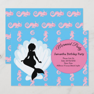 Mermaid Pink Lila Geburtstagsparty Einladung