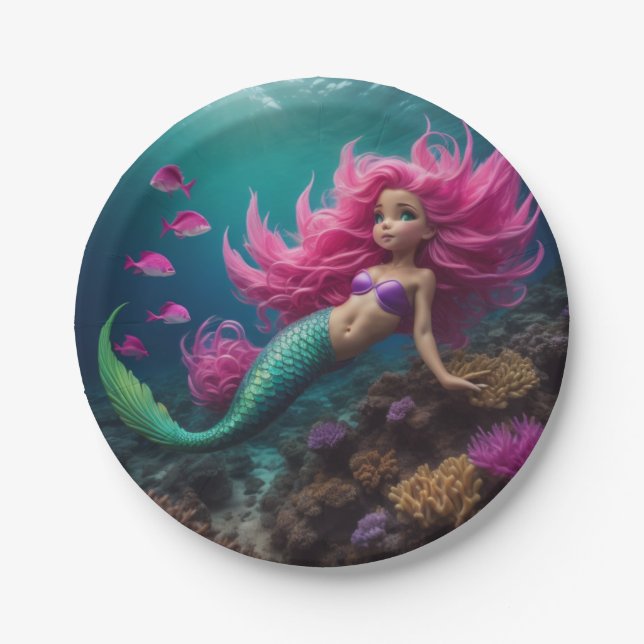 Mermaid Pink Pappteller (Vorderseite)
