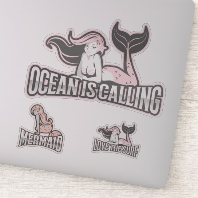Mermaid Pink Sea Friends Sticker (Detail)