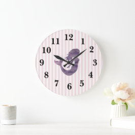 Mermaid Pink Strip Preppy Large Clock Große Wanduhr