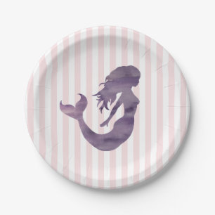 Mermaid Pink Stripe Pastellpapier Teller