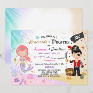 Mermaid Pirate Anniversaire Invitation Fête des fr