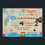 Mermaid & Pirate Birthday Brother & Sister Party Einladung<br><div class="desc">Mermaid & Pirate Birthday Brother & Sister Party</div>