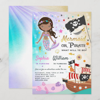 Mermaid Pirate Birthday Einladung Geschwister Part
