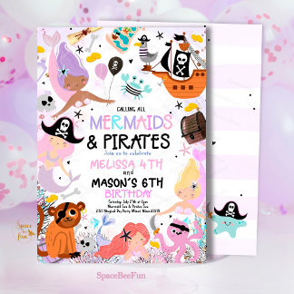 Mermaid & Pirate Geburtstagsparty Einladung unter