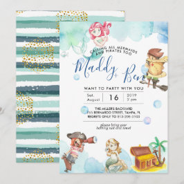 Mermaid & Pirate | Gemeinsame Pool-Party Einladung