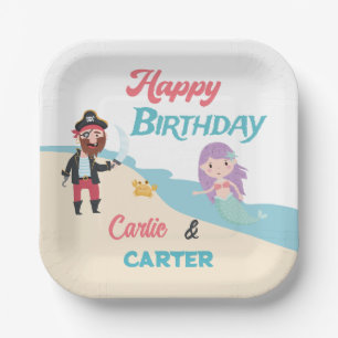 Mermaid & Pirate Joint Birthday Party jedes Alter Pappteller