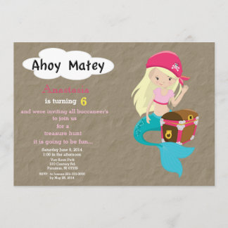 Mermaid Pirate Treasure Hunt Birthday Invitation Einladung