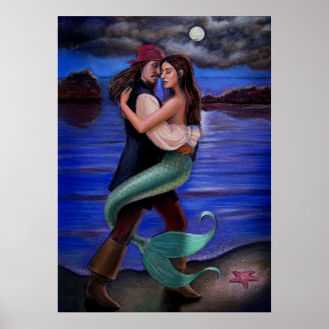 "Mermaid & Pirate's Caribbean Liebe" POSTER (Vorne)