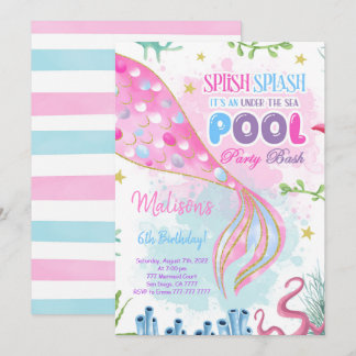 Mermaid & Pool Einladung zum Geburtstag