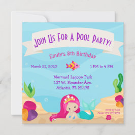 Mermaid Pool Party Einladungen Custom Geburtstag