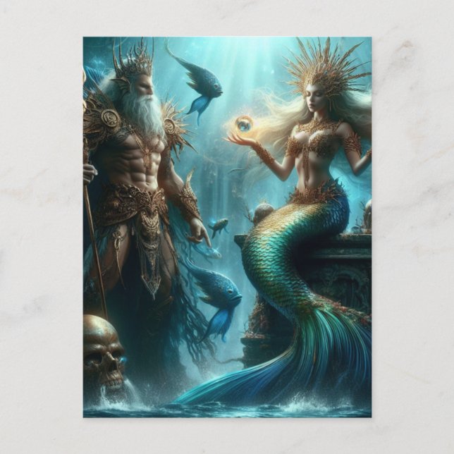 Mermaid Poseidon Postkarte (Vorderseite)