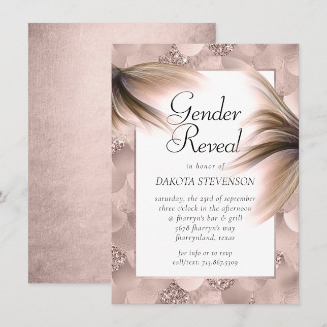 Mermaid Posh | Dusty Terracotta Gender Reveal Einladung (Vorne/Hinten)