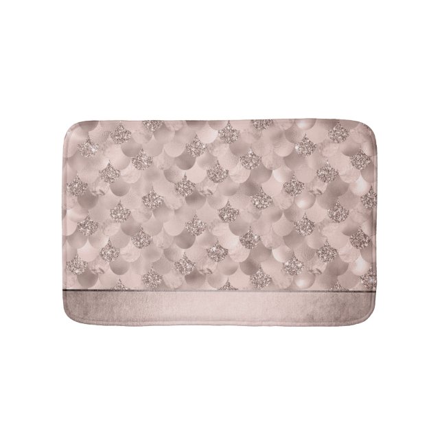 Mermaid Posh Scale | Dusty Terracotta Peach Sheen Badematte (Vorderseite)