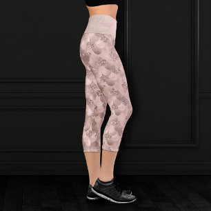 Mermaid Posh Scale   Dusty Terracotta Peach Sheen Capri Leggings
