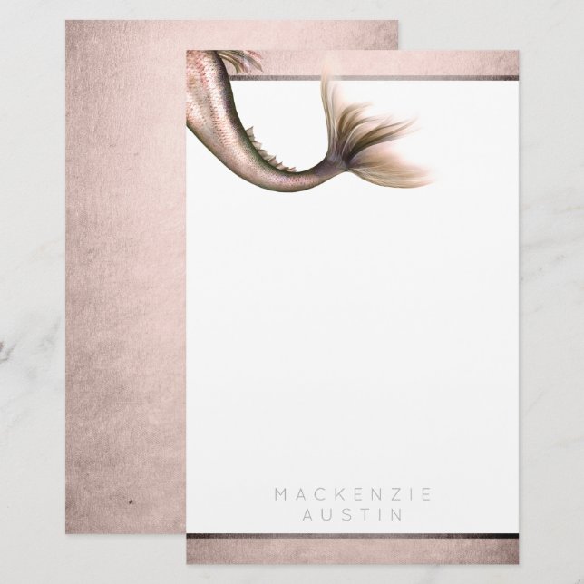 Mermaid Posh Schwanz | Dusty Terracotta Peach Cust Briefpapier (Vorne/Hinten)