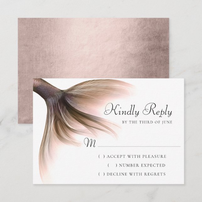 Mermaid Posh Schwanz | Dusty Terracotta Peach Shee RSVP Karte (Vorne/Hinten)