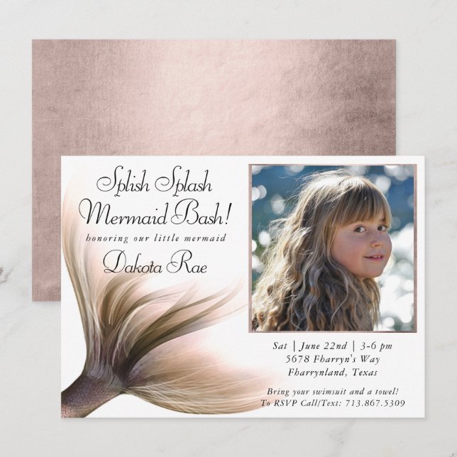 Mermaid Posh | Terracotta Splish Splash Foto Einladung (Vorne/Hinten)