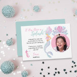 Mermaid Princess Adventure Birthday Dankeskarte<br><div class="desc">Vielen Dank an Ihre Gäste im magischen Stil mit diesem bezaubernden "Mermaid Princess Adventure" Geburtstag danke Ihnen Karte! Mit einem skurrilen Unterwasserthema in sanften rosa und aquamarinen Pastellfarben, zeichnet diese Karte den Zauber des Ozeans perfekt aus. Egal ob Sie es an Freunde und Familie schicken, die dabei geholfen haben, Ihren...</div>