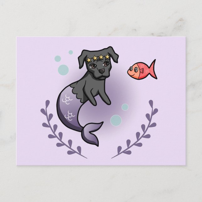 Mermaid Princess Dog Lavender Postkarte (Vorderseite)
