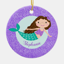 Mermaid Purple Glitter Personalized Name