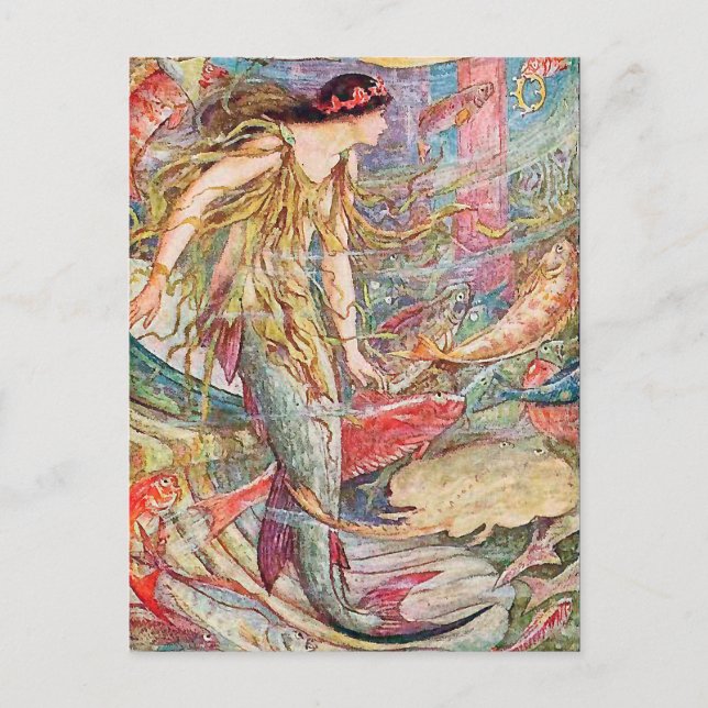 Mermaid Queen Kinderzimmer Rhyme Postkarte (Vorderseite)