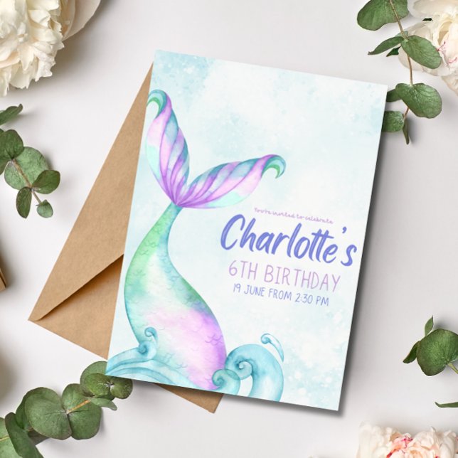 Mermaid Queue sous la mer Invitation d'anniversair (Créateur téléchargé)