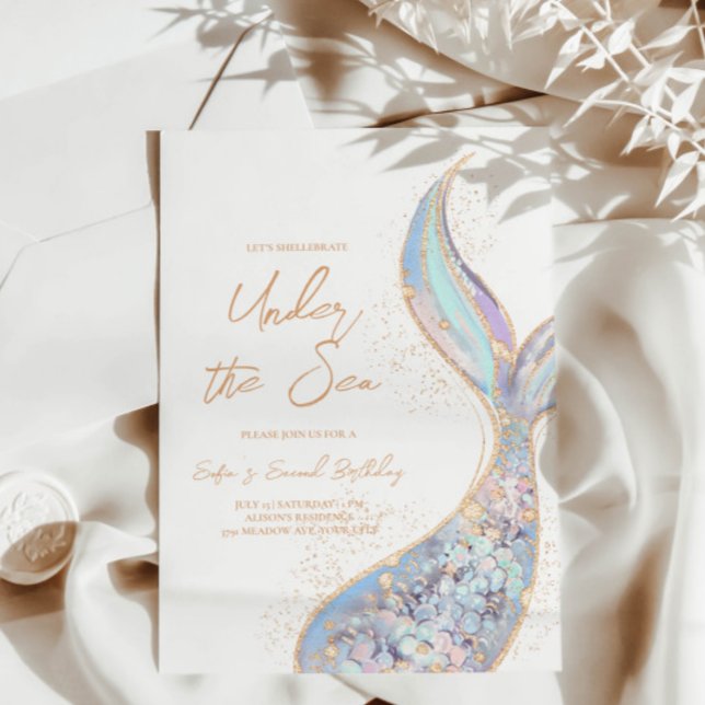 Mermaid Queue sous la mer Invitation d'anniversair (Créateur téléchargé)