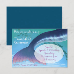 Mermaid Quinceañera Unterhalb des Meeres 15. Gebur Einladung