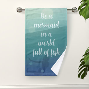 Mermaid Quote Ocean Waves Hand Towel