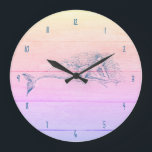 Mermaid Rainbow Beach Wood Coastal Large Clock Große Wanduhr<br><div class="desc">Bring the beach to your home with this colorful sunset-colored mermaid design wall clock.</div>