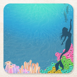 Mermaid Rechteckiger Pappuntersetzer