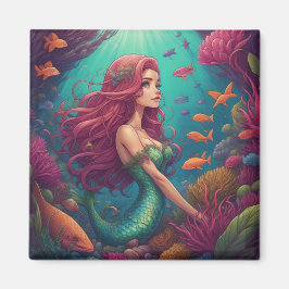 Mermaid red magnet