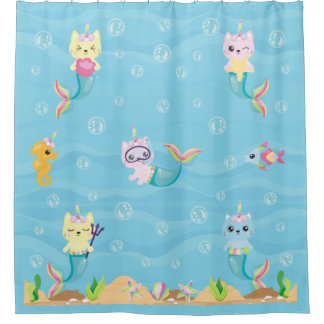 Mermaid : rideau de douche de l'Unicorn Kitty
