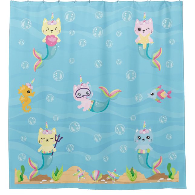 Mermaid : rideau de douche de l'Unicorn Kitty (Devant)