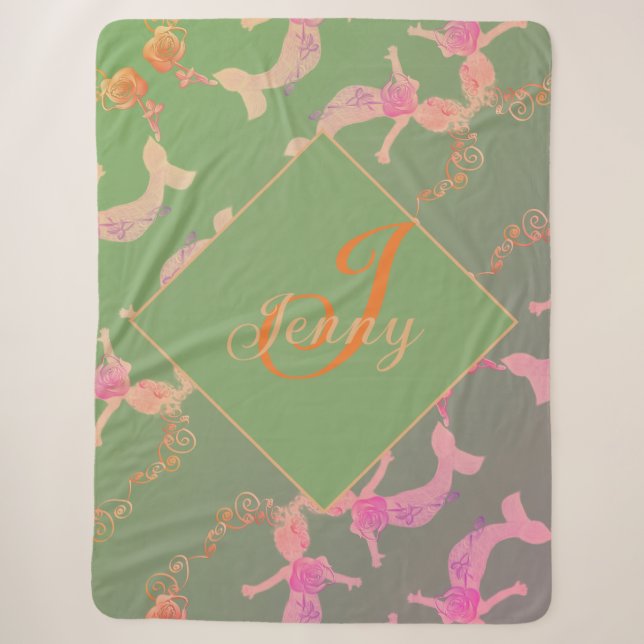 Mermaid Romantische Rose Sherpadecke (Vorderseite)